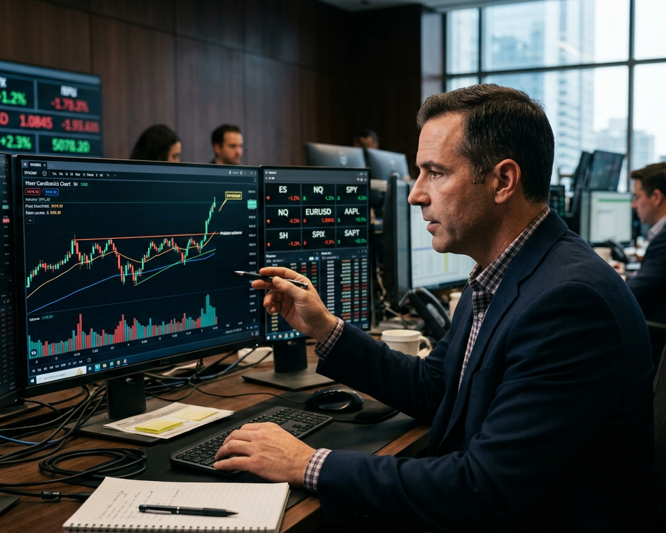 A professional financial chart showing price action breaking above a horizontal resistance line with high volume accompaniment.