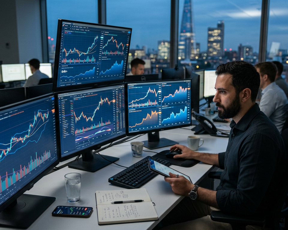 A professional digital workspace showing complex price charts and global financial data visualizations representing modern cryptocurrency market evolution.