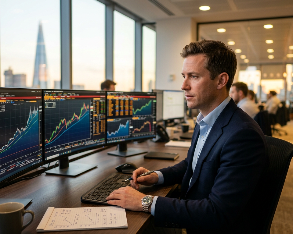 A professional financial chart showing consistent upward momentum with price action respecting a primary trendline and moving average.