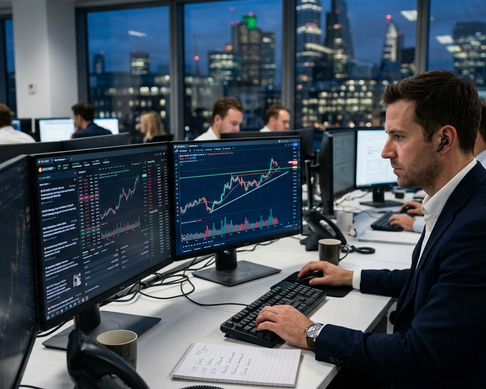 A conceptual photograph of digital currency symbols and global financial data visualizations representing market volatility and movement.