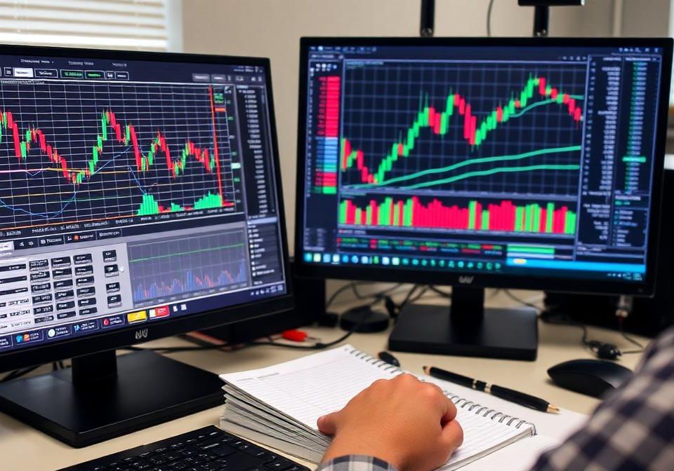 Day trading journal template with trade log entries and performance summaries