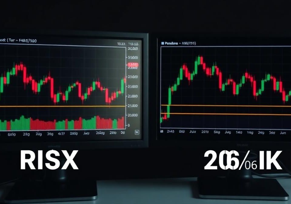 Chart comparing fixed risk and percentage risk trading strategies with equity curves