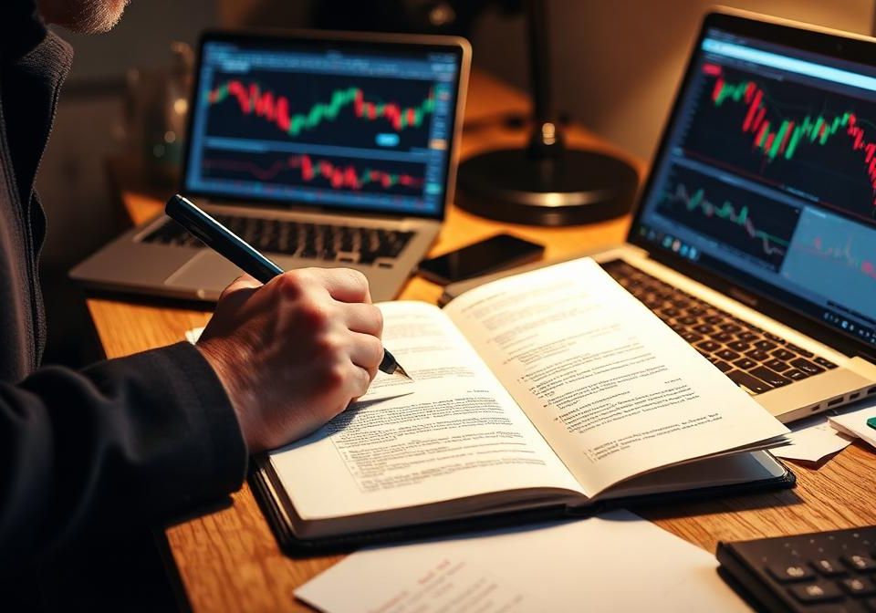 Professional trading plan document with risk rules and market analysis sections