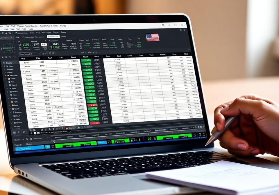 Trading journal spreadsheet template with trade entries and performance columns